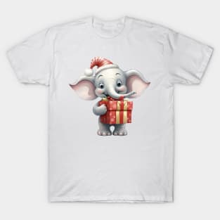 Baby Christmas Elephant With Gift T-Shirt